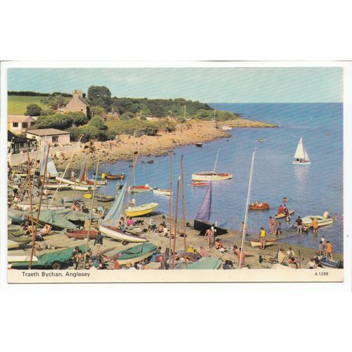 Boats on the Beach Traeth Bychan Postcard Anglesey 1288