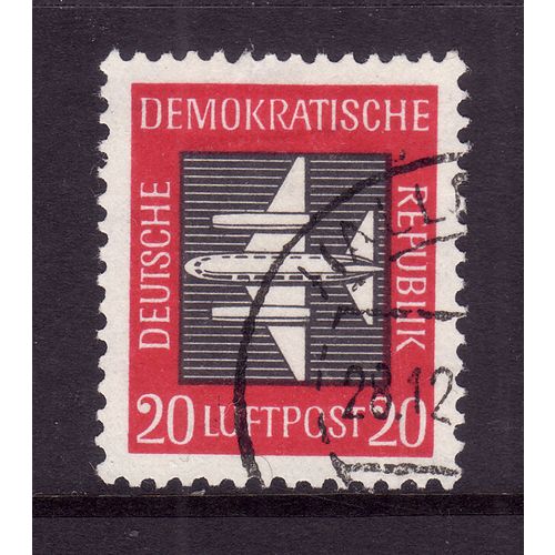 GERMANY EAST 1957 AIR 20pf BLACK AND RED SG E351 FINE USED#