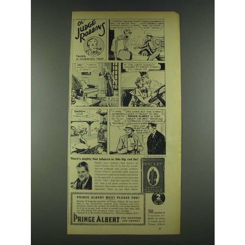 1936 Prince Albert Tobacco Ad - Takes a Hurried Trip