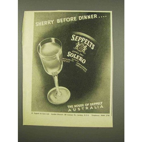 1956 Seppelts Solero Sherry Ad - Before Dinner