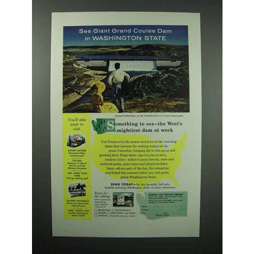 1956 Washington Tourism Ad - Grand Coulee Dam