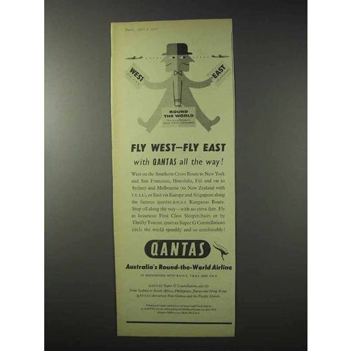 1958 Qantas Airline Ad - Fly West or Fly East