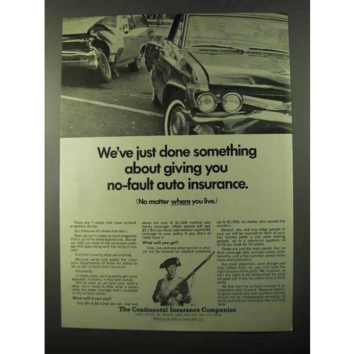 1971 Continental Insurance Ad - No-Fault Auto Insurance