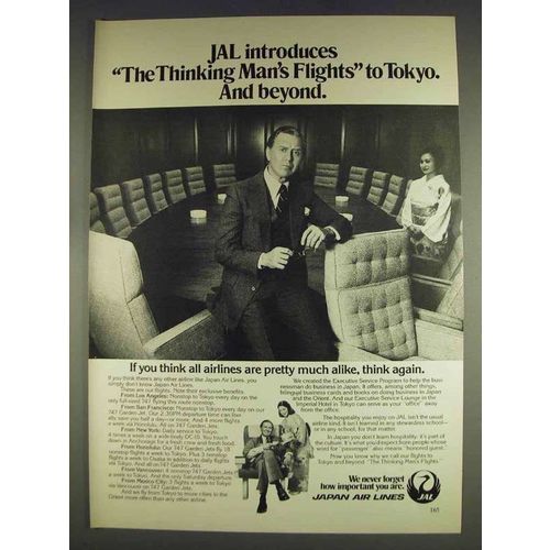 1978 JAL Japan Air Lines Ad - Thinking Man's Flights