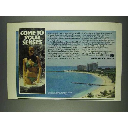 1978 Jamaica Resort Hotels Ad - Come to Your Senses