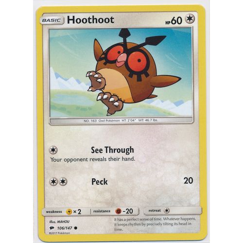 Pokemon Sun & Moon Burning Shadows 106/147 Hoothoot
