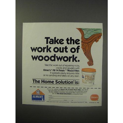 1990 Borden Elmer's Fill 'N Finish Wood Filler Ad