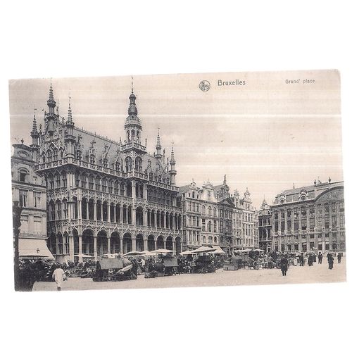 GRAND' PLACE, BRUXELLES, BRUSSELS . used antique postcard 1909 postmark =