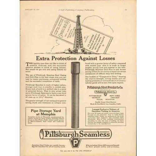 PITTSBURGH STEEL PRODUCTS COMPANY 1928 Extra protection vintage ad