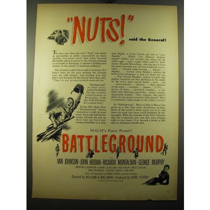1950 Battleground Movie Ad - Nuts! Said the general