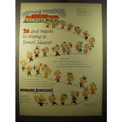 1950 Howard Johnson's Ad - 28 good reasons for stopping at Howard Johnson's