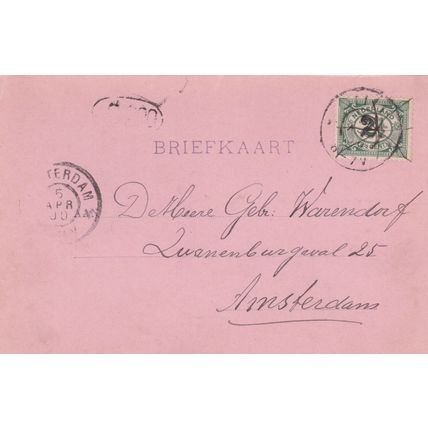 Netherlands 1900 Amsterdam 2.5c Postal card written Amsterdam cancel VGC