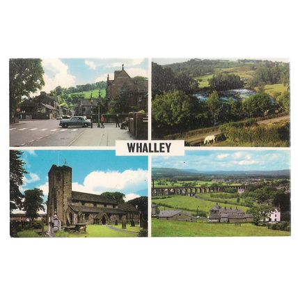 WHALLEY, LANCASHIRE. MULTIVIEW.. used vintage postcard 1977 not posted =