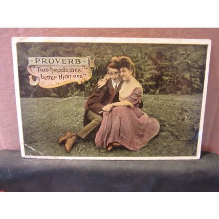 LOVERS..PROVERB., posted MARLBOROUGH, 1907 pm , WILTSHIRE used antique postcard=