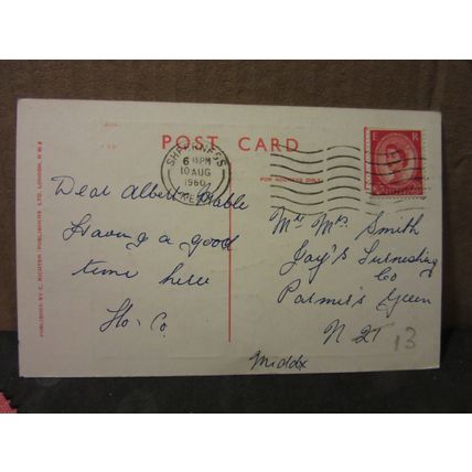 SAUCY SEASIDE POSTCARD 1960 pm by C. Richter no 11938 by Trow SALESMAN =