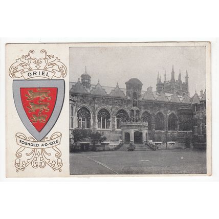 Oriel College with Heraldic Crest Oxford Postcard