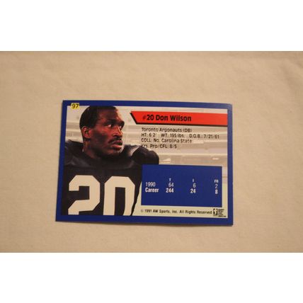 Don Wilson 1991 AW Sport All-World CFL NO. 97