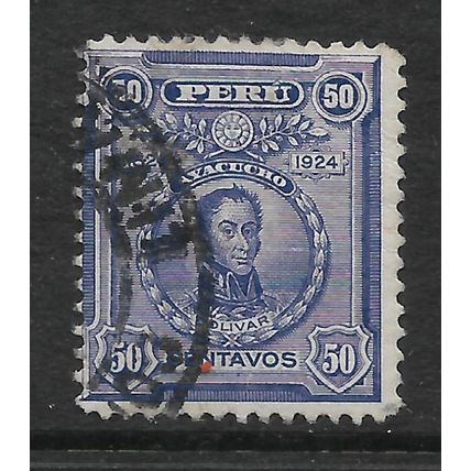 PERU 1924 CENT BATTLE OF AYACUCHO BOLIVAR 50c LILAC SG 446 FINE USED