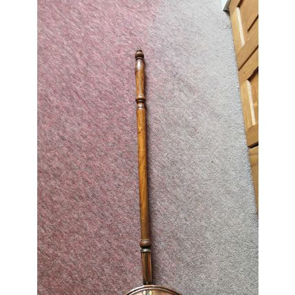 Vintage/Antique, Copper/Brass, Large Bed Warmer/Warming Pan - Long Wood Handle