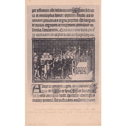 Coronation Book Of King Charles 5th V France Old Postcard
