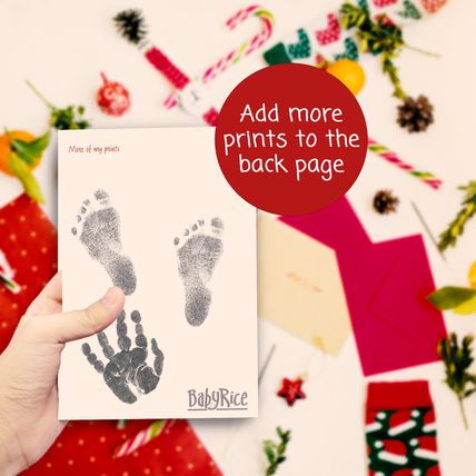 Baby's First Christmas Card for to Mummy Handprint & Footprint Stocking Filler