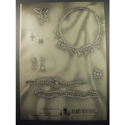1955 Harry Winston Jewelry Ad - rare jewels of the world