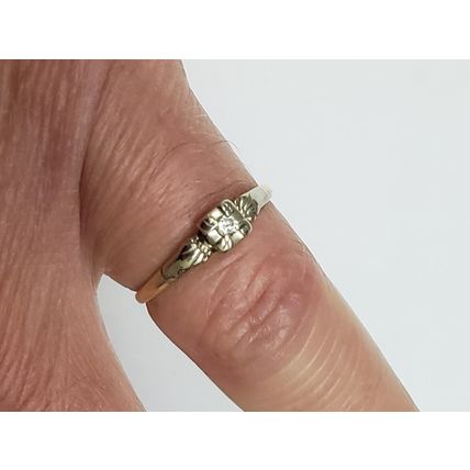Vintage 14K Yellow and White Gold Genuine Diamond Ring, early 1900s