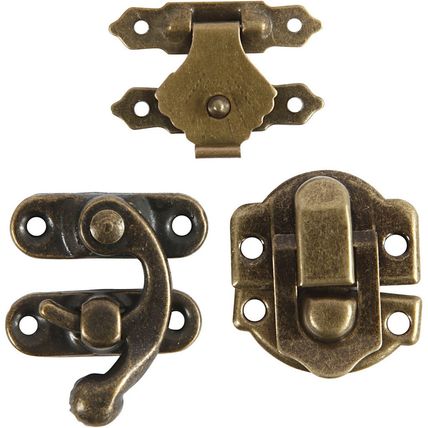 Antique Gold Mini Fittings with Screws 15 Sets 3 Designs 16x19 - 21.5x31mm CR76