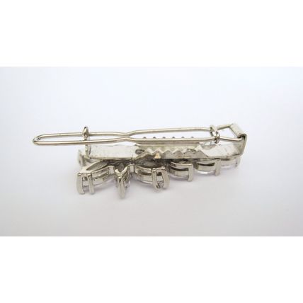 Small silver crystal flower leaf hair alligator clip barrette for fine thin hair