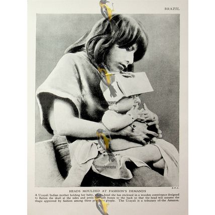Ucayali Indian & Baby, Brazil (Tribal Tukano Cigar On Back), Book Illustration