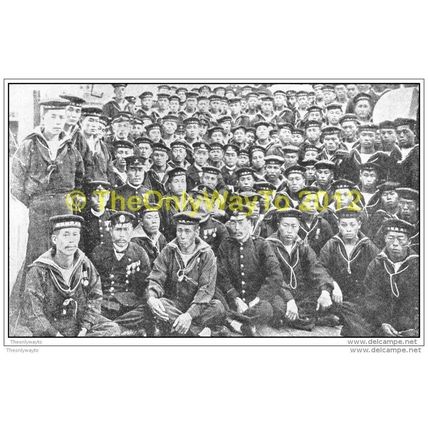 JAPANESE SAILORS & OFFICERS, FROM PICTURESQUE JAPAN, 1910 MODERN REPRODUCTION
