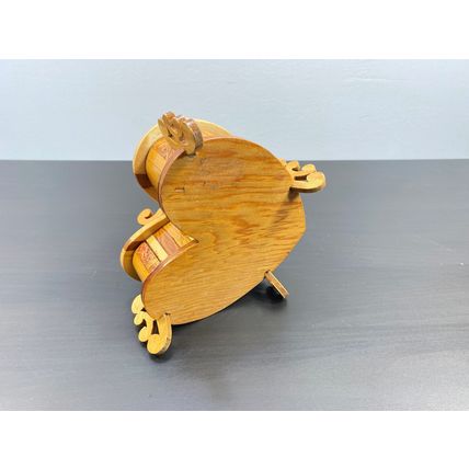 Vintage Jewelry Box, Heart Shaped, Red Velvet Lining, Storage Container, Brown K