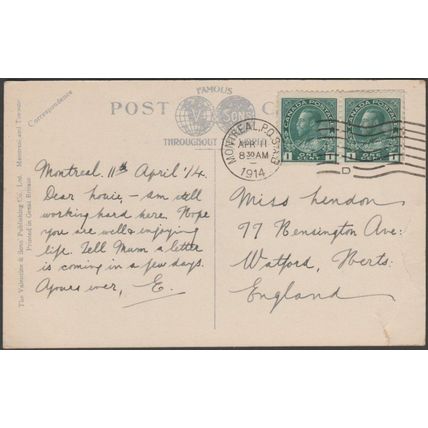 View from Notre Dame, Montreal, 1914 - Valentine's Postcard
