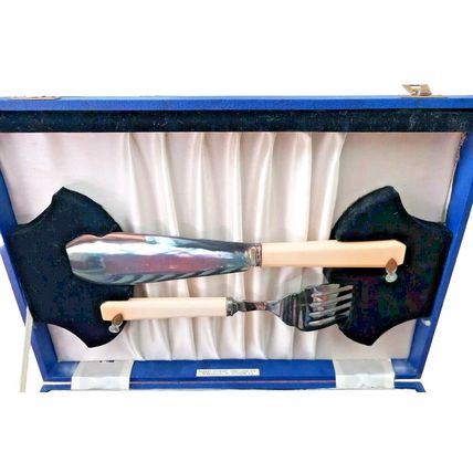Silver Plated Antique Robert Stewart Cutlery Set with Box and Label