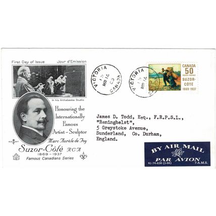 CANADA 1969 BIRTH ANN MARC AURELE DE FOY SUZOR-COTE ROSE CRAFT FIRST DAY COVER