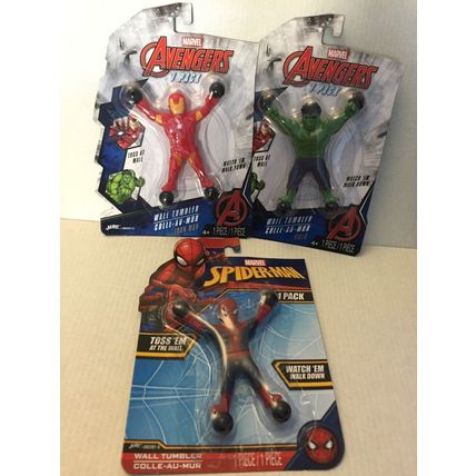 New Marvel Spider-Man, Hulk & Iron-Man Wall Tumbler 3'' Figures