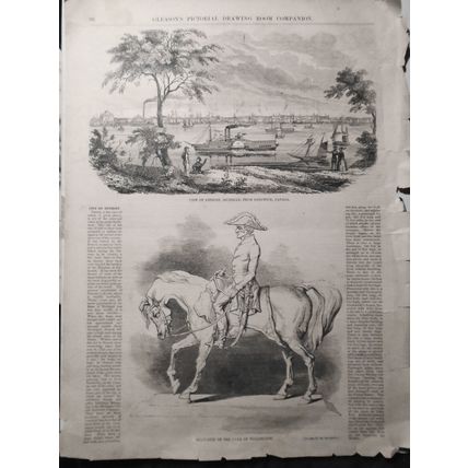 1. View of Detroit, Michigan 2. Wellington Statuette - Gleason's Pictorial, 1852