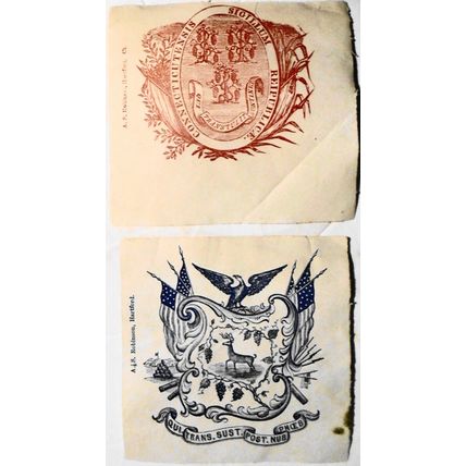 Civil War] 2 Patriotic Covers by A. S. Robinson, Hartford - original clippings
