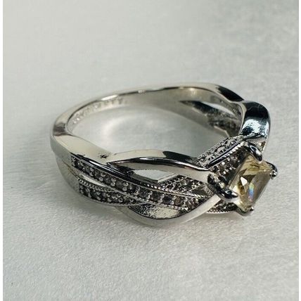 Bomb Party Sz9 Revealed BP Ring Jewelry RBP Pale Yellow Crisscross Rhodium P Bnd