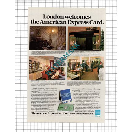 American Express Advert Cadogan Hotel London Gieves & Hawkes - 1981 Cutting