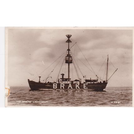B758 THE BRAKE LIGHTSHIP. PRINTED POSTCARD