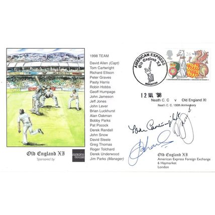 Tom Cartwright John Snow David Steele Hampshire Cricket 1998 Hand Signed FDC