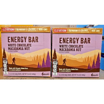 Elevation Energy White Chocolate Macadamia Nut Bar 14.4oz 408g (2 Boxes)