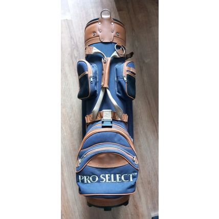 Pro Select Retro Vintafe Trolley Cart Golf Club Bag Blue Brown 14 Way