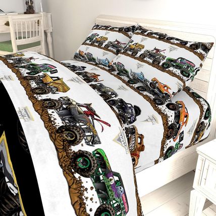 Jay Franco Monster Jam Tracks Queen Sheet Set - 4 Piece Set Super Soft and Cozy