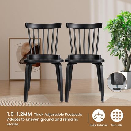 Unovivy Wood Dining Chairs Set of 6, Windsor Farmhouse Spindle Back, Widen Seat,