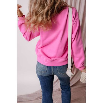 Bonbon Solid Fleece Lined Drop Shoulder Terry Sweatshirt