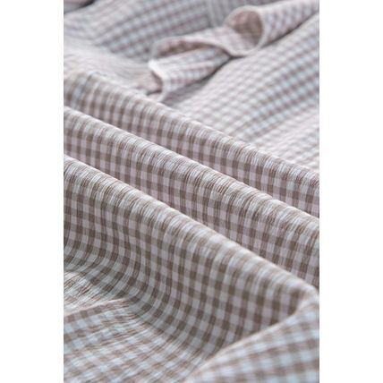 Brown Plaid Flounce Sleeve Notched Neck Ruffled Shirt