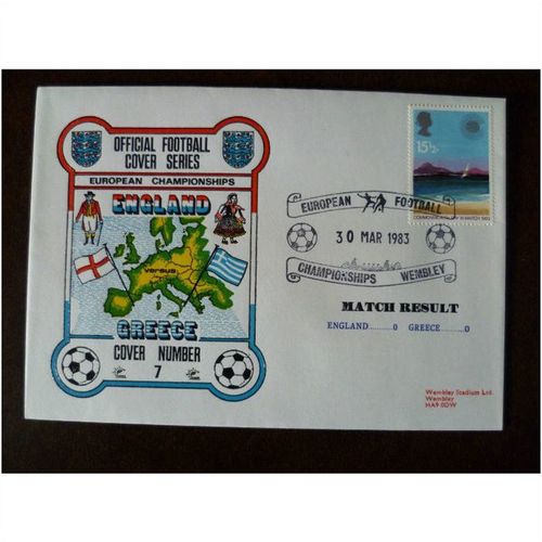 1983 England v Greece Dawn Football Cover 7 European Championships Wembley map