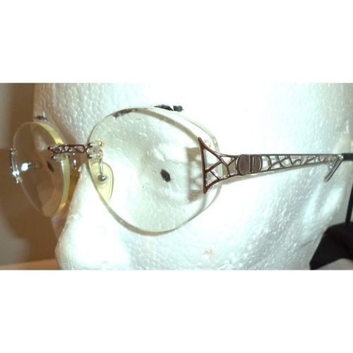 Christian DIOR authentic vintage 2944 silver logo mesh rimless eyeglasses 55-18